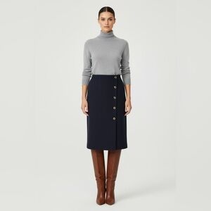 Halogen Pacific X Atlantic Wrap Pencil Skirt Navy 10